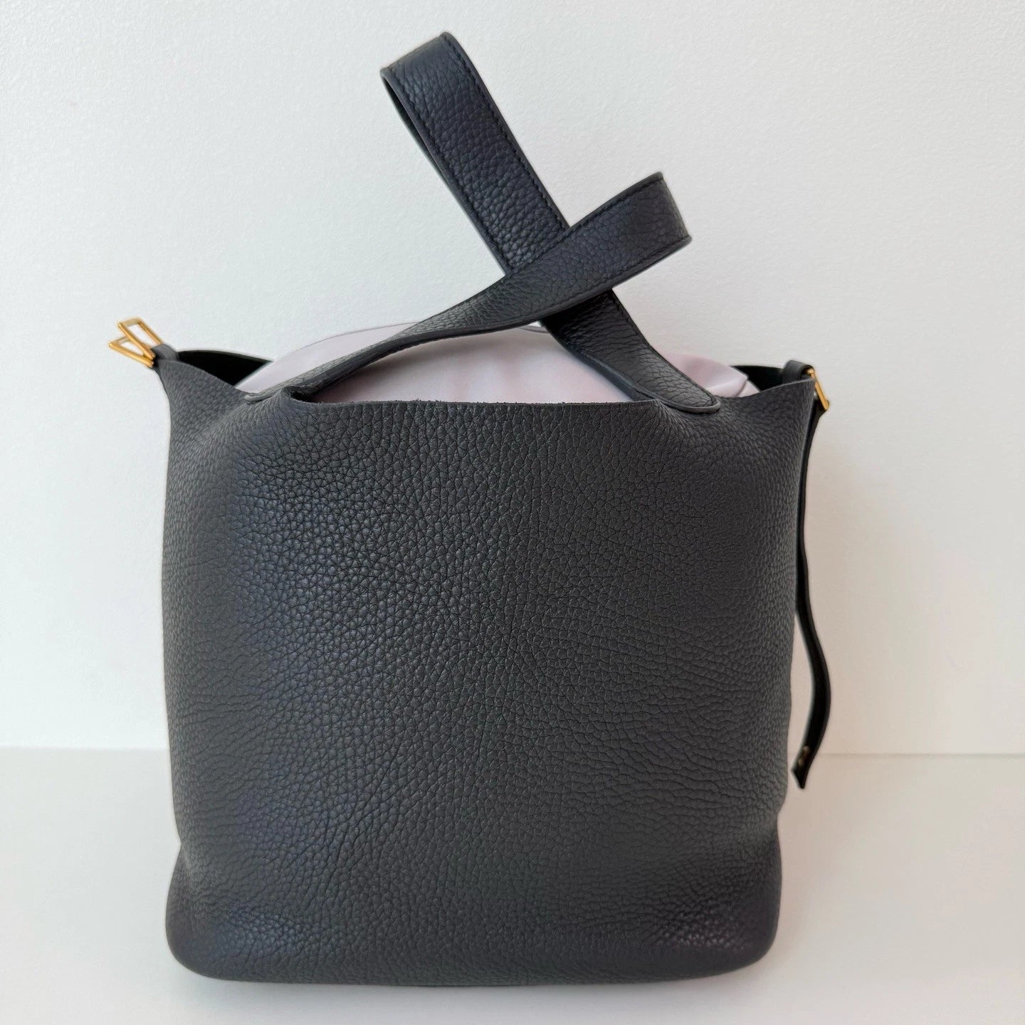 Hermes Picotin22 Top Handle Bag Black Gold Used Women Classic