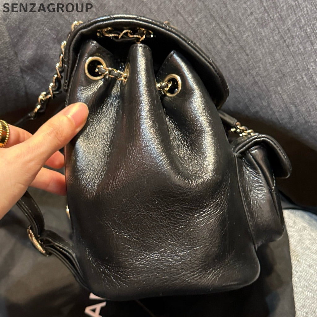 Chanel Black Calfskin Duma Backpack Small Quilted Classic Women's Bag