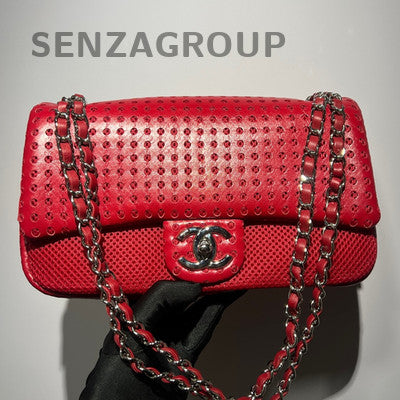Chanel Classic Flap Mini Red Silver Chain Shoulder Bag Women Fashion