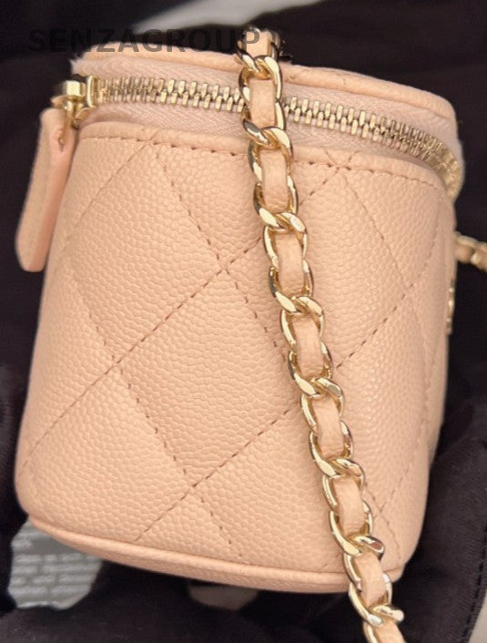 Chanel Diamond Chain Shoulder Bag Crossbody Pink Gold Used Women Classic