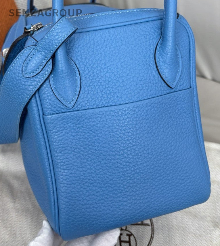 Hermes Lindy26 Shoulder Bag Blue Silver Used Women Classic Designer