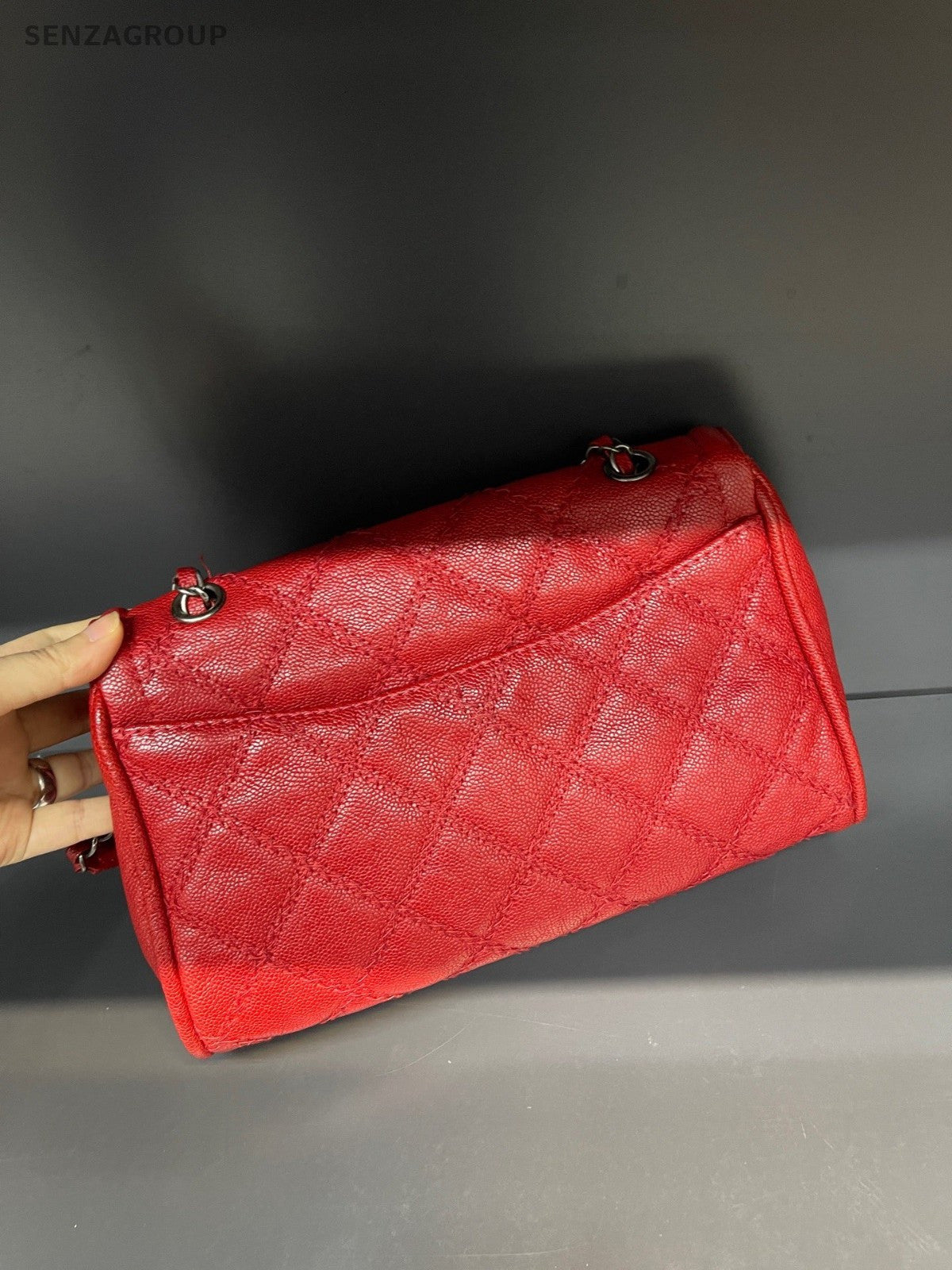 CHAEL Caviar Calfskin Chain Shoulder bag Diamond Pattern Red