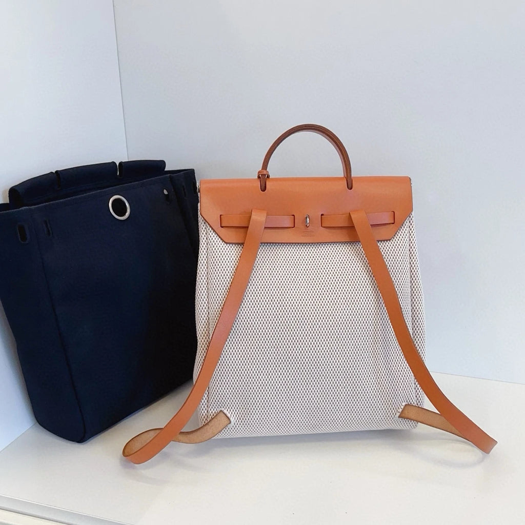 Hermes Herbag31 Vintage Backpack Beige Silver Used Women Classic