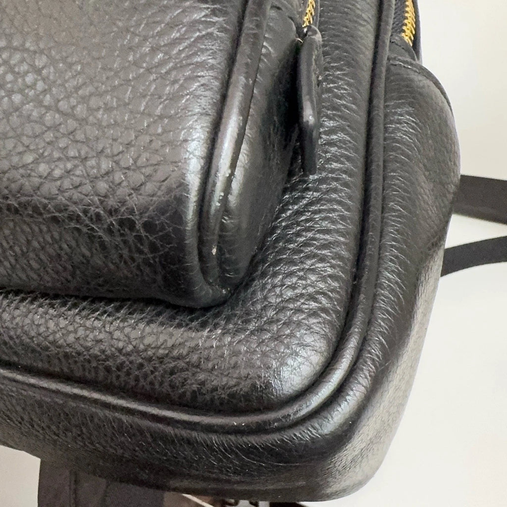 Coach Court 20 Logo Leather Backpack for Women Black