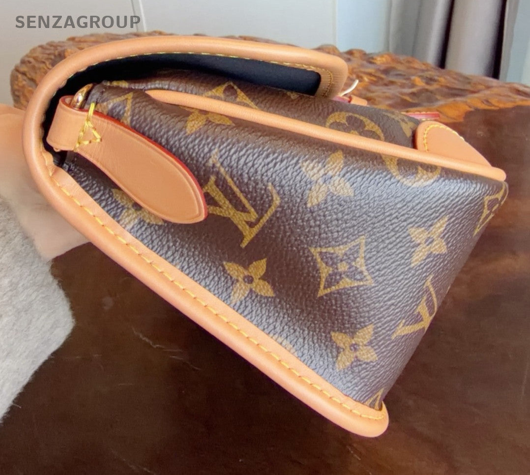 Louis Vuitton Diane Monogram Canvas Shoulder Bag Crossbody Brown Gold Women