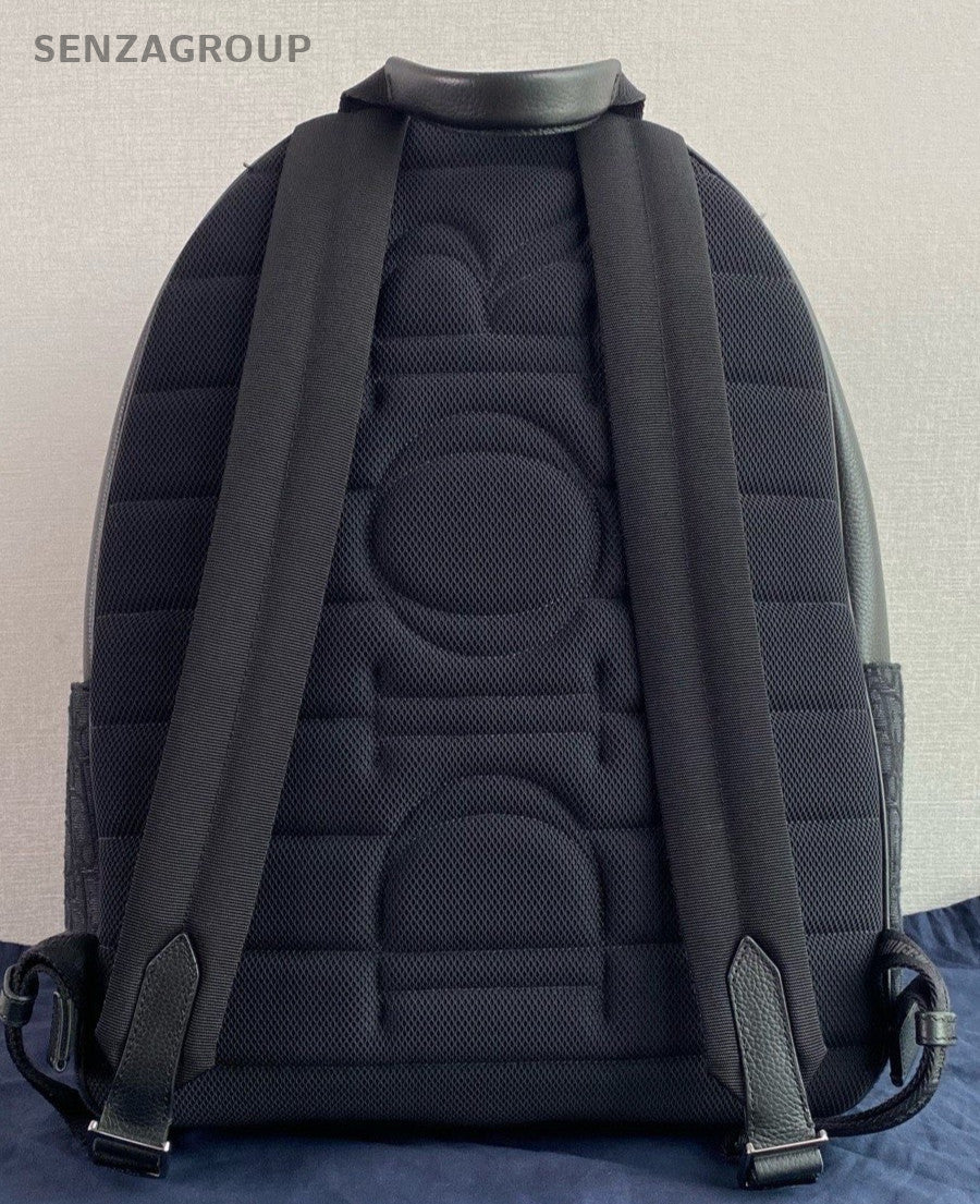 Christian Dior Oblique Saddle Backpack Black Silver Unisex Adults Classic
