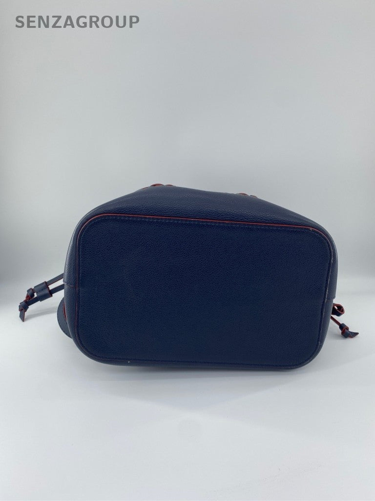 Louis Vuitton Neo Bucket Calfskin Shoulder Bag Blue Red Silver Women Classic