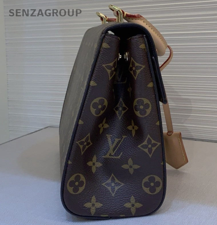 Louis Vuitton Cluny BB Monogram Top Handle Bag Crossbody Brown Gold Women