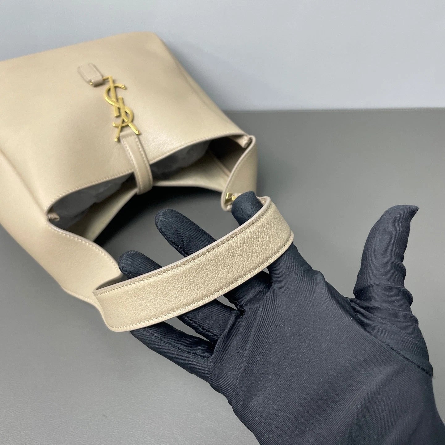 YSL Small Elephant Grey Hobo Underarm Shoulder Bag For Women