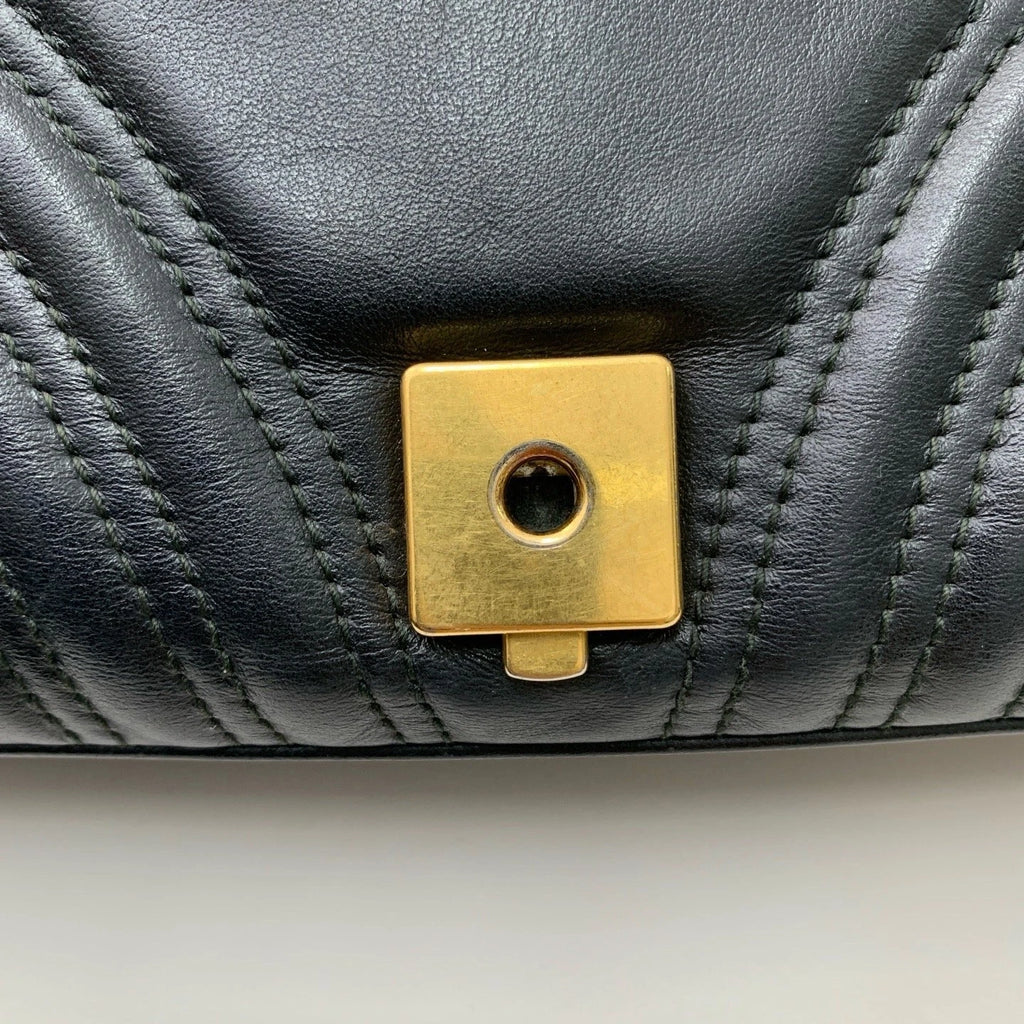 Gucci Marmont26 Chain Shoulder Bag Crossbody Black Gold Women Classic