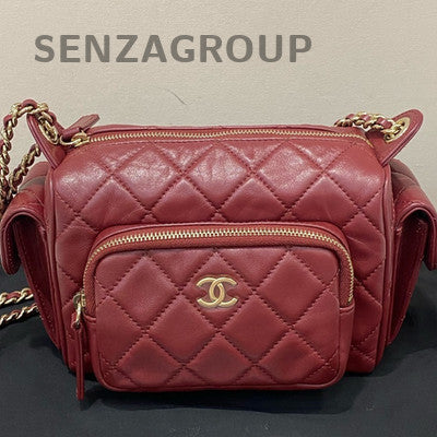 Chanel Quilted Camera Bag Red Gold Hardware Chain Shoulder Crossbody