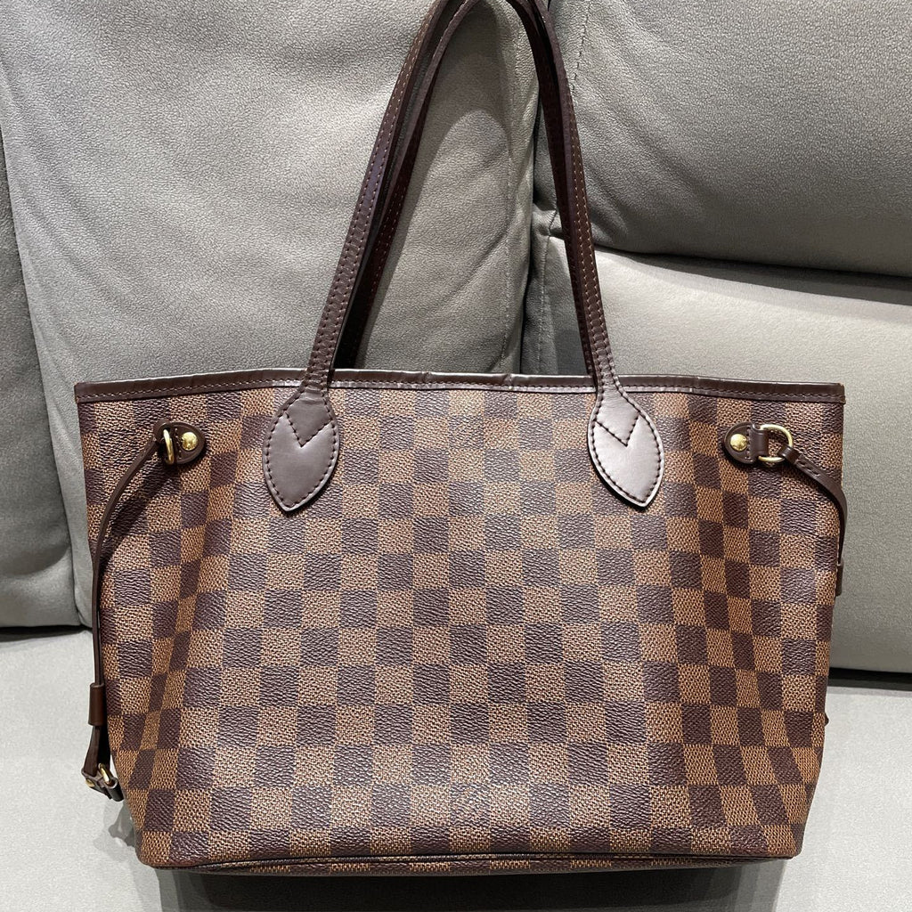 Louis Vuitton Neverfull Damier Ebene MM Brown Gold Hardware Women's Bag