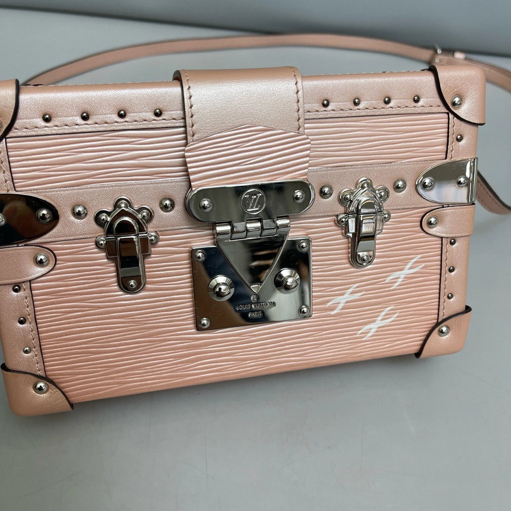 Louis Vuitton Epi Petite Malle Pink Silver Shoulder Bag Crossbody Women Classic