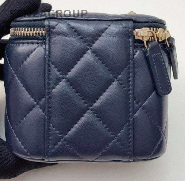 Chanel Vanity box mini 2ways Crossbody Shoulder Bag Women Blue