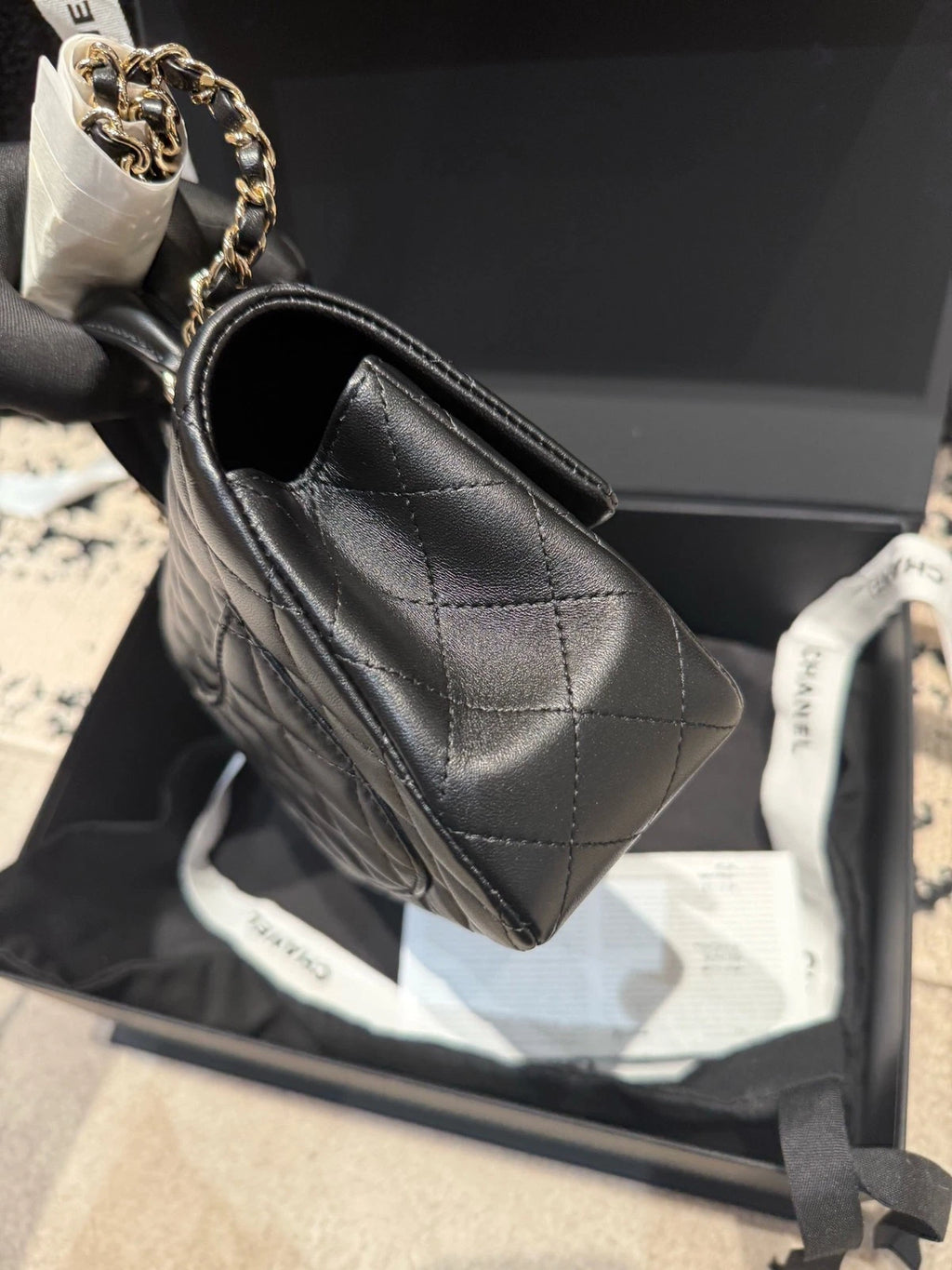 CHANEL Classic Flap Large Mini Top Handle Lambskin Bag For Women