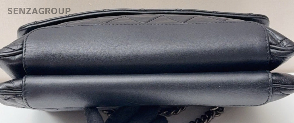 Chanel Classic Flap MM Chain Shoulder Bag Black Silver Used Women Designer