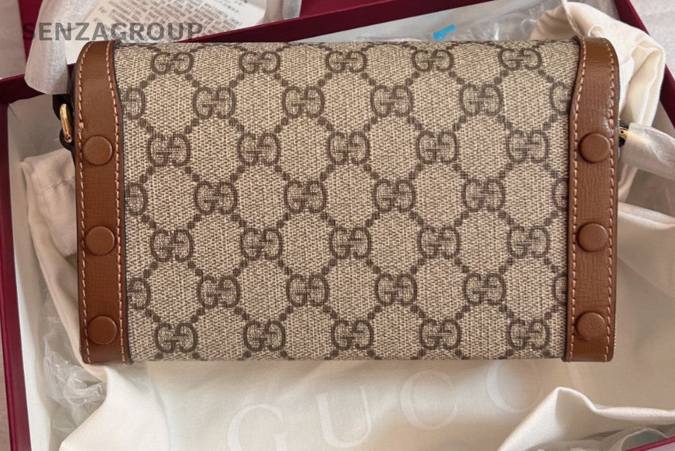 GUCCI Horsebit 1955 Monogram Shoulder bag Crossbody Brown Women Brand NEW