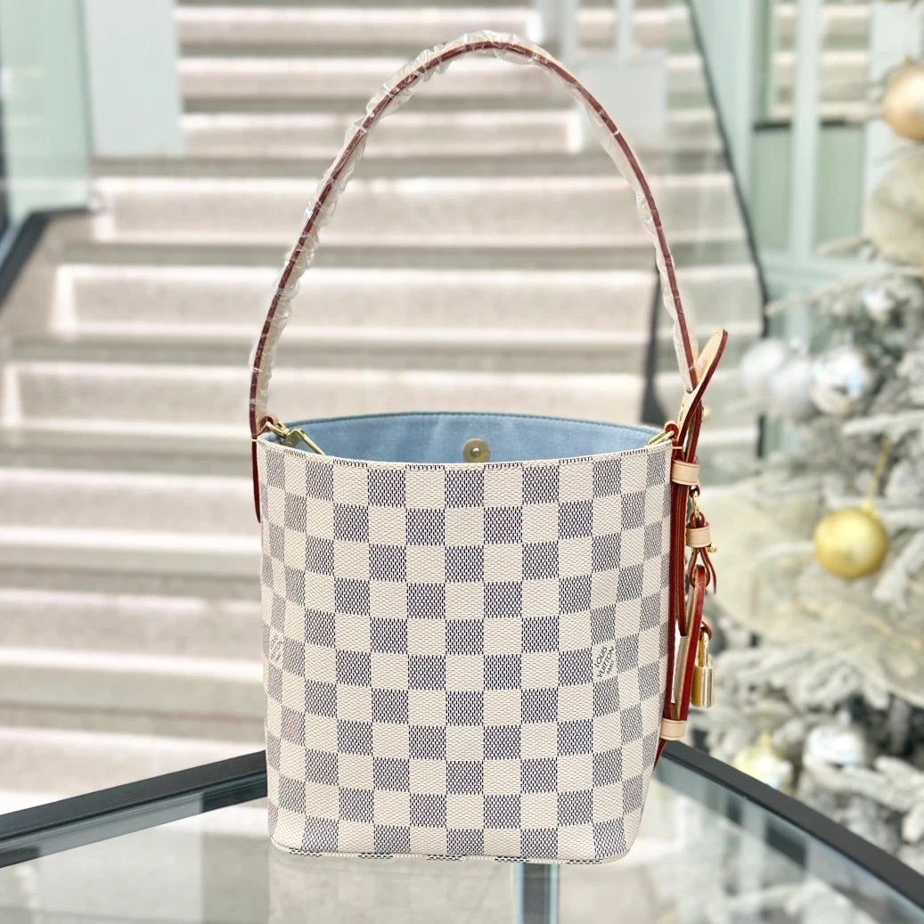 Louis Vuitton Alin BB Damier Azur Top Handle Crossbody Bag White Women S