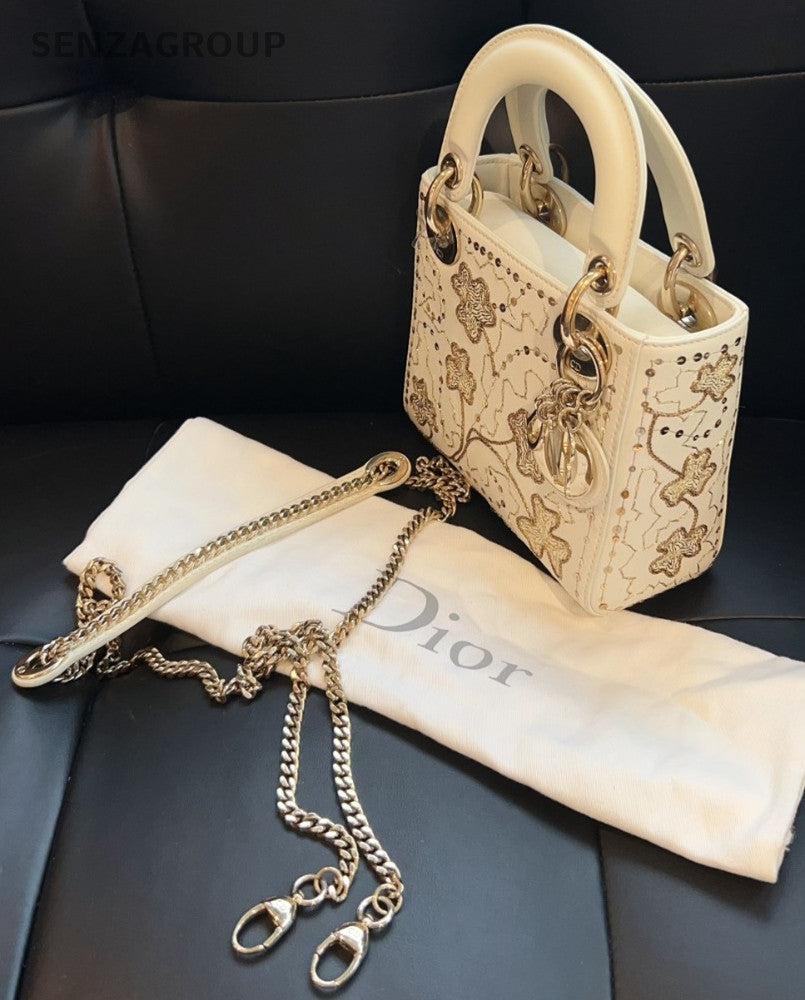 Christian Dior Lady Embroidery Limited Edition Top Handle bag Almost Brand NEW