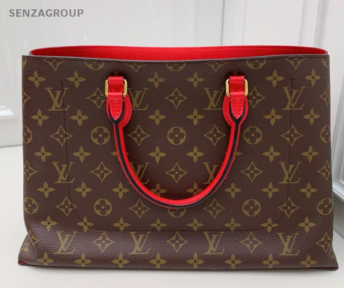 Louis Vuitton Flower Tote Monogram Handbag Shoulder Bag Brown Red Women Classic
