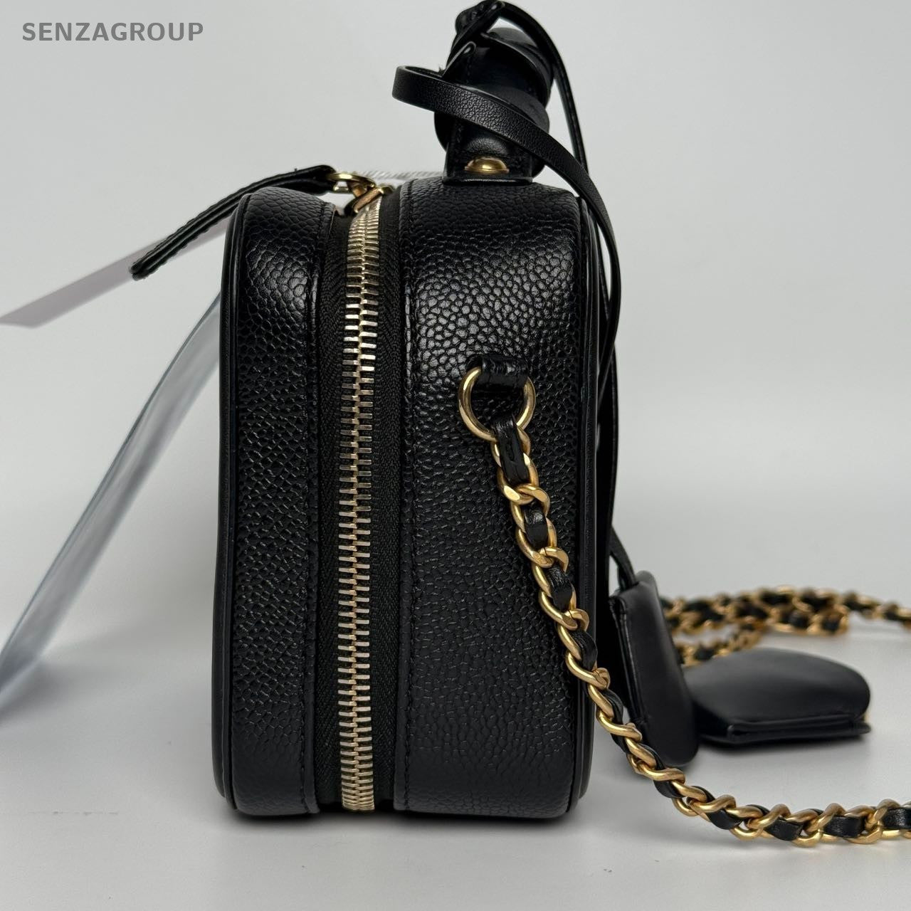 SJ0001 Chanel Vanity Case Small in Black Caviar Leather with Quilted Detail
