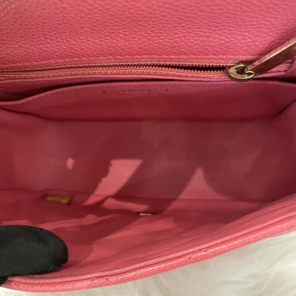 Chanel Classic Square Mini Flap Bag Pink Gold Chain Crossbody For Women