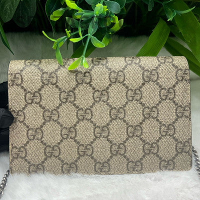 Gucci Dionysus Mini Chain Shoulder Crossbody Bag Brown Silver Hardware