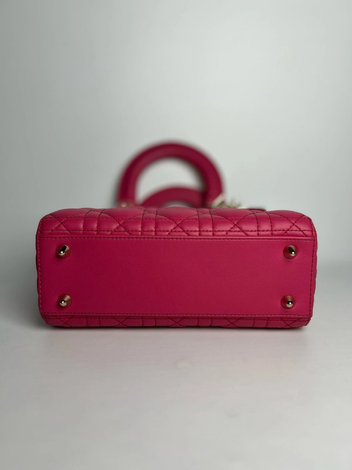 Authentic Dior Pink Lady Dior 4-Grid Top Handle Bag For Women