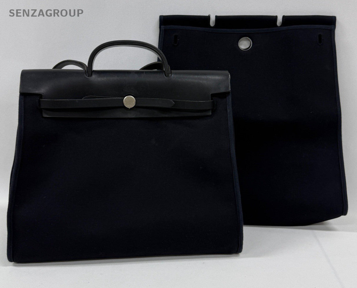 Hermes herbag 39 vtg Canvas Top Handle Shoulder Bag Black Unisex Adults