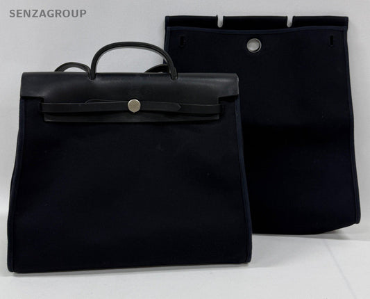 Hermes herbag 39 vtg Canvas Top Handle Shoulder Bag Black Unisex Adults