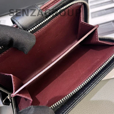 Chanel Black Silver Lambskin Quilted Wallet on Chain WOC