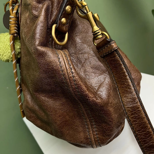 Miu Miu Coffer 2Way Crossbody Top Handle Bag Brown Gold Women Classic Fashion