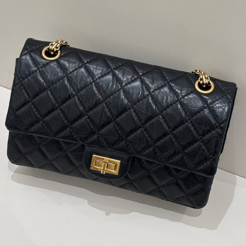 Chanel Black Gold Small Chain Shoulder Bag Quilted Classic Women
