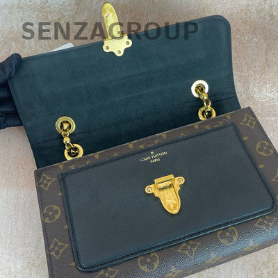 Louis Vuitton Victoire Black Monogram Chain Shoulder Crossbody Bag Women