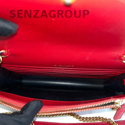 Saint Laurent Small Classic Red Gold Envelope Chain Shoulder Crossbody Bag