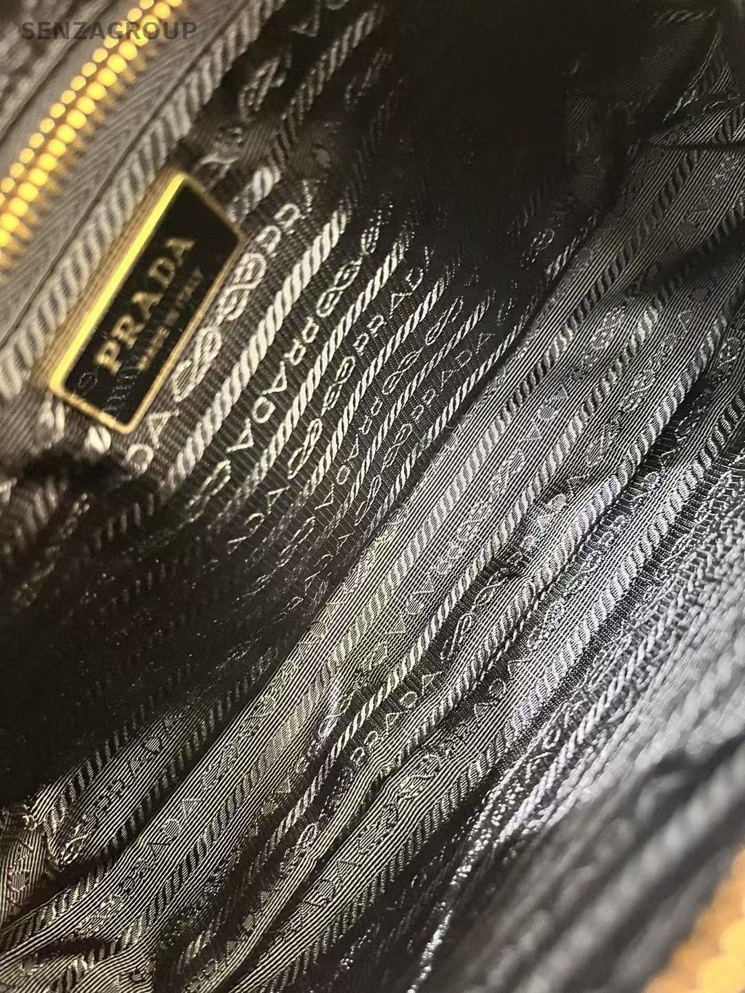 PRADA Classic Nylon logo Shoulder Handbag Black gold Women
