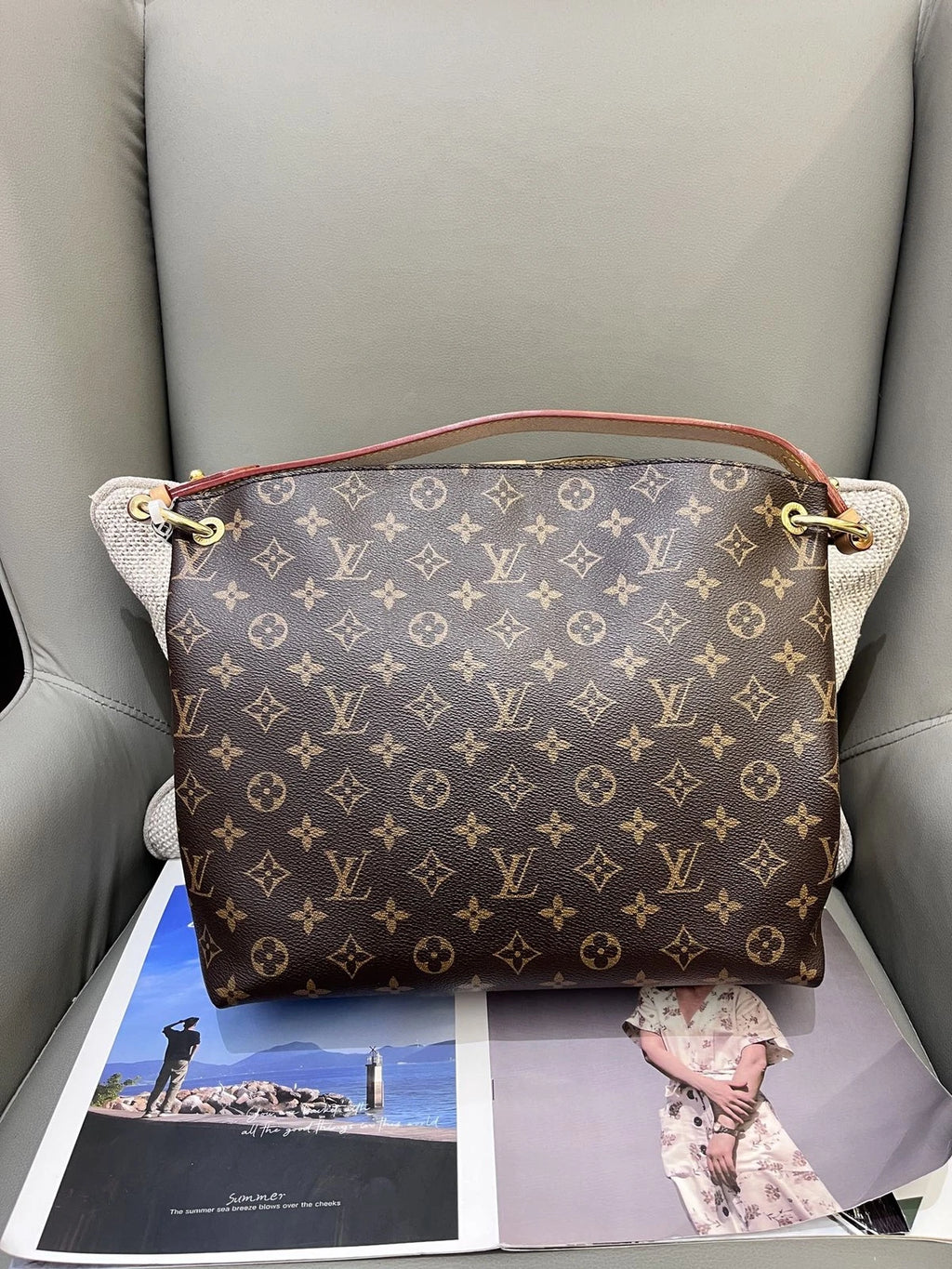Louis Vuitton Graceful Monogram Brown Gold Shoulder Bag Excellent