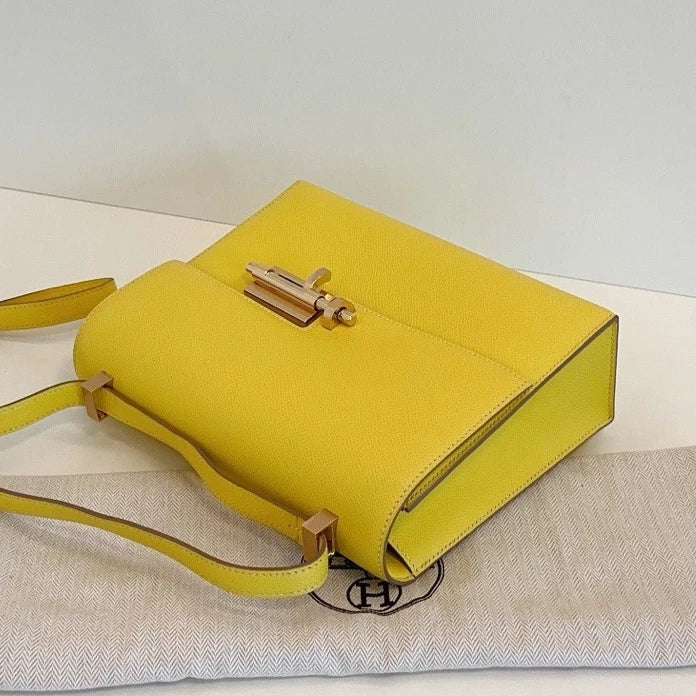 Hermes Verrou23 Epsom Shoulder Bag Yellow Gold Women Classic Fashion