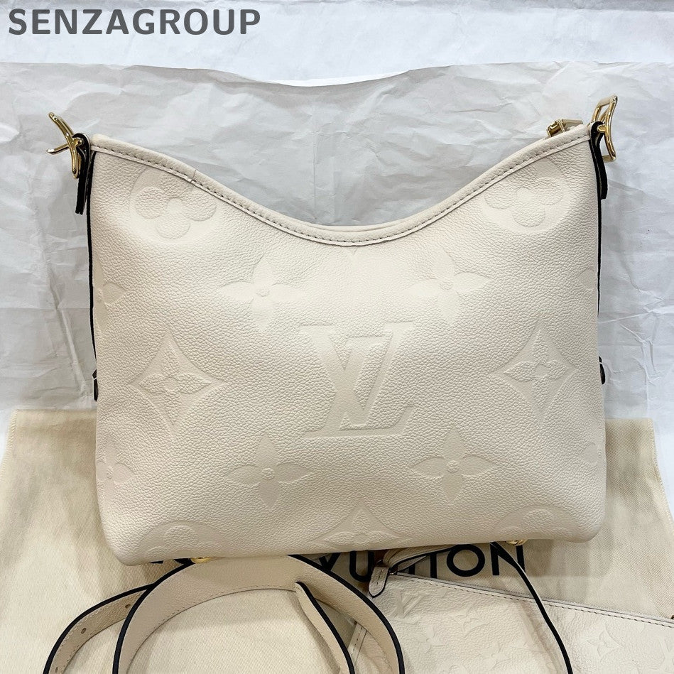 Louis Vuitton Monogram Empreinte Leather Carryall PM Bag White Gold