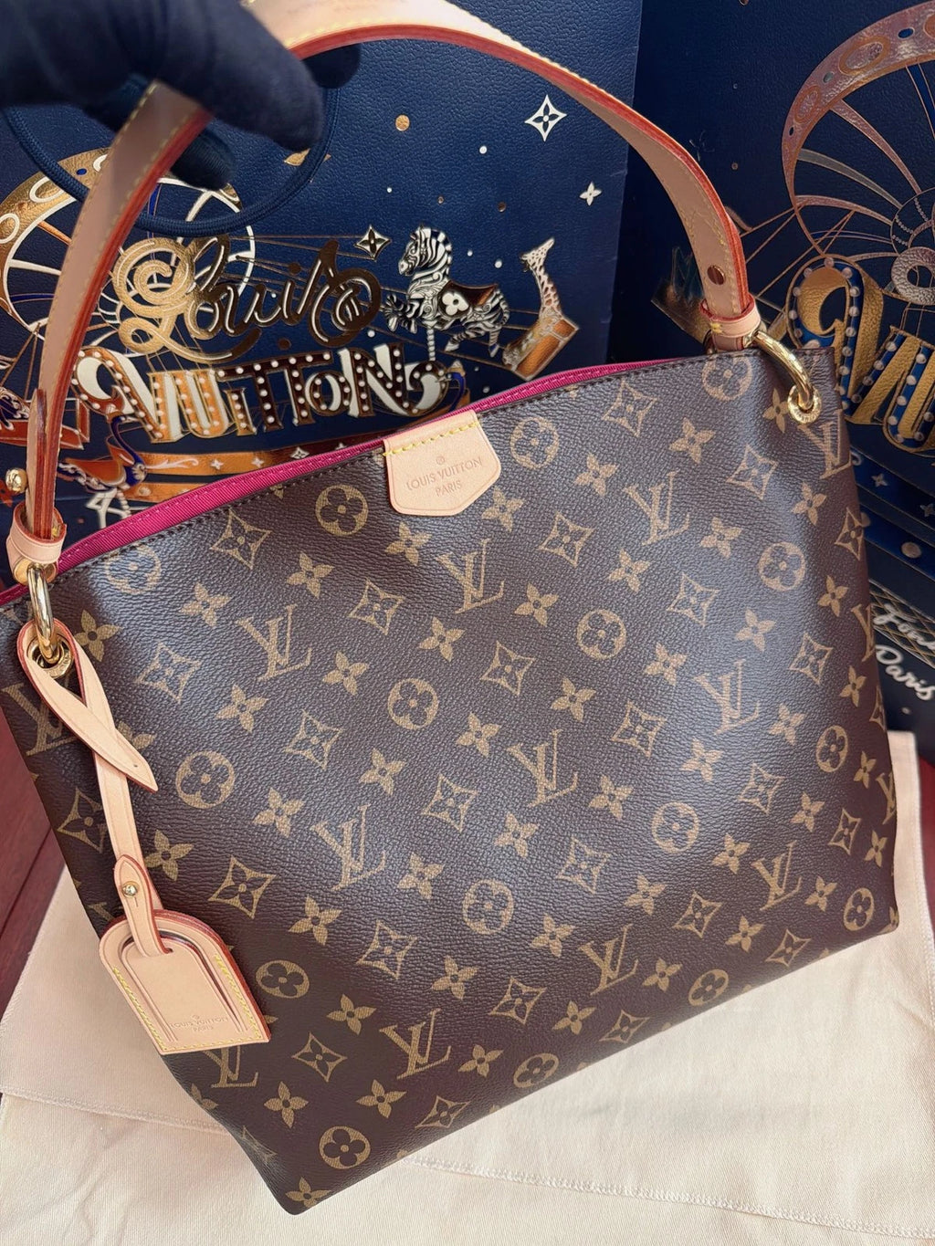Louis Vuitton Graceful Monogram Brown Gold Shoulder Bag Excellent