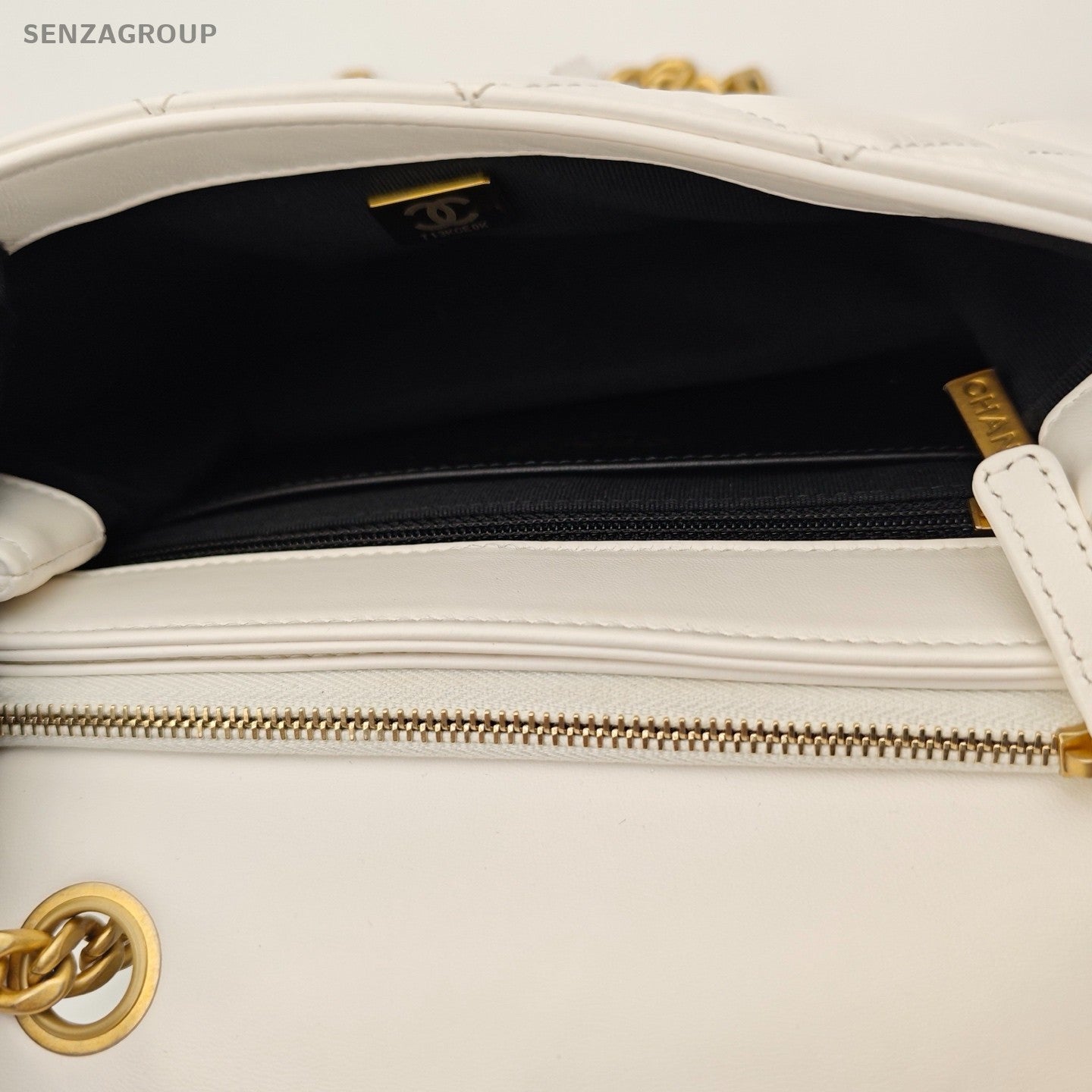 Chanel Classic Flap Mini Lambskin Chain Shoulder Bag White Gold Women Classic