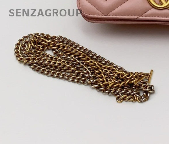 Gucci Marmont Mini WOC Chain Shoulder Bag Crossbody Pink Gold Women Classic