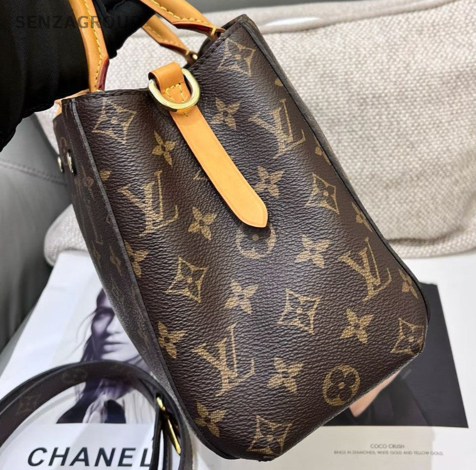 Louis Vuitton Montaigne BB Monogram Top Handle Bag Crossbody Brown Women Classic