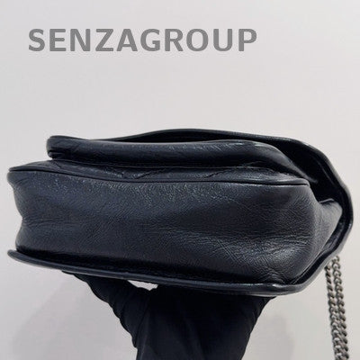 Saint Laurent YSL Niki Baby Chain Shoulder Bag Black Silver Small