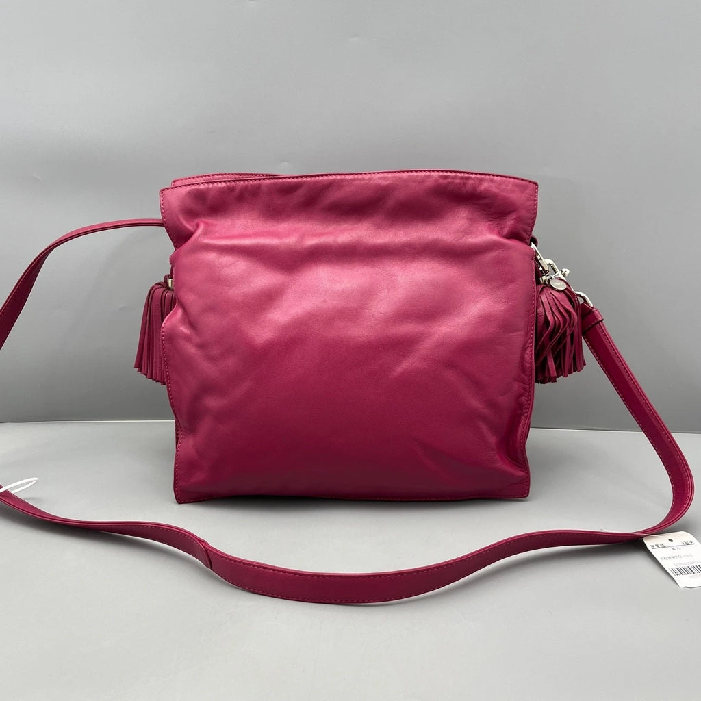 Loewe Pink Leather Fringe Bucket Bag For Women