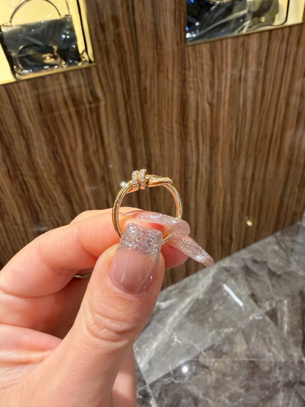 Tiffany &amp; Co. Tiffany Knot 18K Rose Gold with Diamonds Band Ring EU51/US5.75