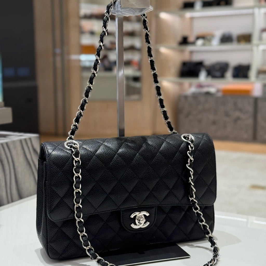 CHANEL CF Medium Black Leather Shoulder Bag For Women