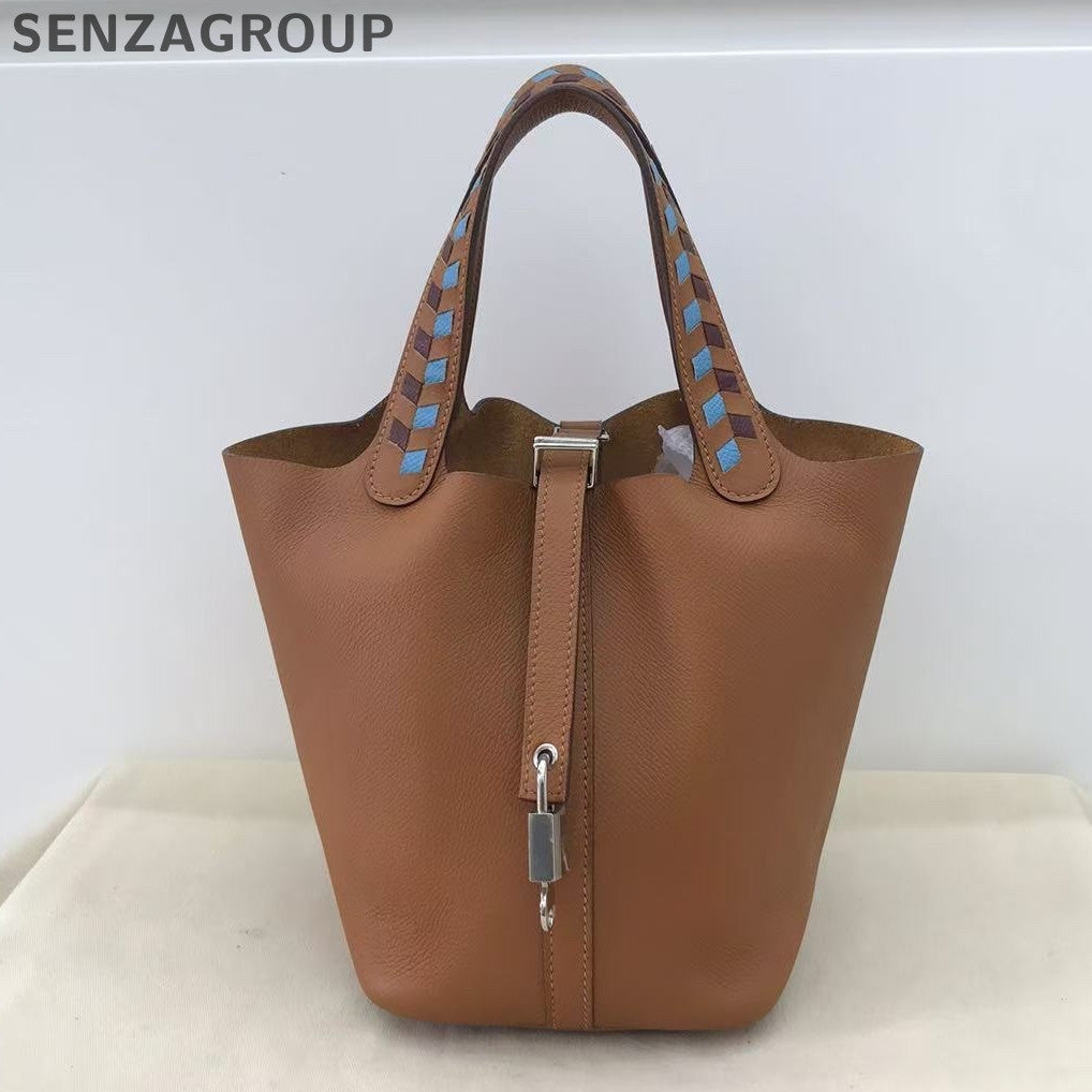 Hermès Picotin Lock Bag Epsom Leather Brown Silver Hardware
