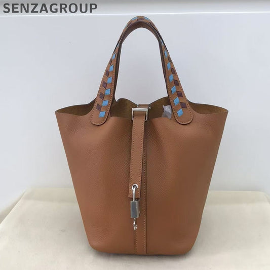 Hermès Picotin Lock Bag Epsom Leather Brown Silver Hardware