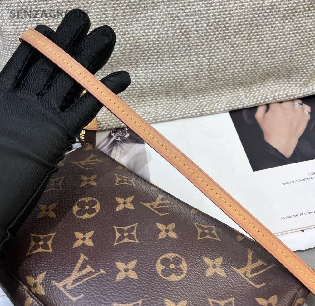 Louis Vuitton Monogram Shoulder Bag Brown Gold Used Women Classic